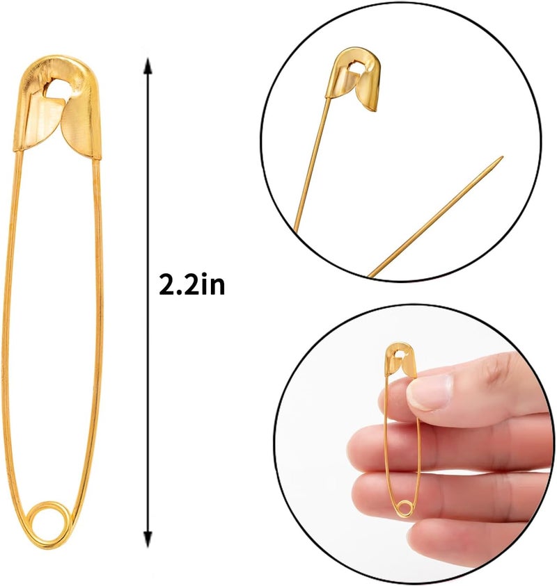WQKING 80 PCS Large Safety Pins, Gold Safety Pins Bulk for Sewing and Clothes(56mm) - Image 2